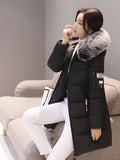 Women Winter Fur Collar Hooded Parka
