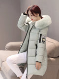 Women Winter Fur Collar Hooded Parka