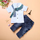 Short-Sleeved T-shirt + Jeans 2 Pcs  Boy Clothes