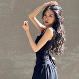 WhereMery Elegant Slip Long Dresses Sexy Women Ruched Bodycon Solid Maxi Dress Spring Y2K Summer Temperament High-waist Vestidos