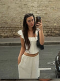 White Lace Ruffle Corset Short Vest For Women