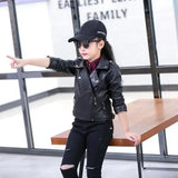 Children Girls Boys Black Pu Jackets