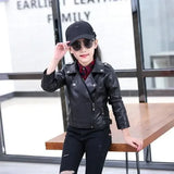 Children Girls Boys Black Pu Jackets