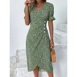 Elegant Floral Pleated Midi Dress Female