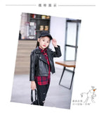Children Girls Boys Black Pu Jackets