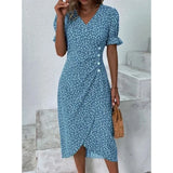 Elegant Floral Pleated Midi Dress Female
