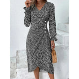 Elegant Floral Pleated Midi Dress Female