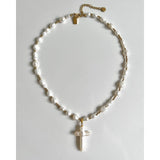 Fashion Custom Vintage Baroque Pearl Beaded Cross Pendant