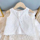 Girls Summer Hollow Lace Suit
