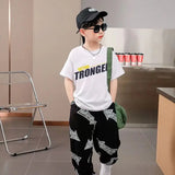 Boys  Summer Short Sleeve T-Shirt + Loose Pants 2PCS
