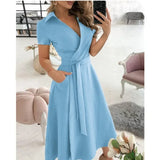 Women's Fashion  Slim Pocket Lace Up Dress
