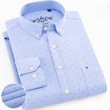 Men's Long Sleeve Oxford Plaid Striped Casual Shirt