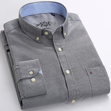 Men's Long Sleeve Oxford Plaid Striped Casual Shirt