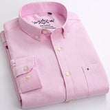 Men's Long Sleeve Oxford Plaid Striped Casual Shirt