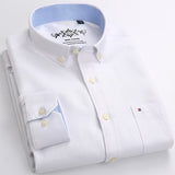 Men's Long Sleeve Oxford Plaid Striped Casual Shirt