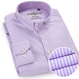 Men's Long Sleeve Oxford Plaid Striped Casual Shirt