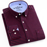 Men's Long Sleeve Oxford Plaid Striped Casual Shirt