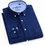 Men's Long Sleeve Oxford Plaid Striped Casual Shirt