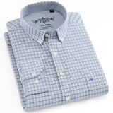 Men's Long Sleeve Oxford Plaid Striped Casual Shirt