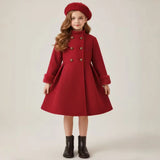 Young Girls' Red Fleece Coat Set And Beret
