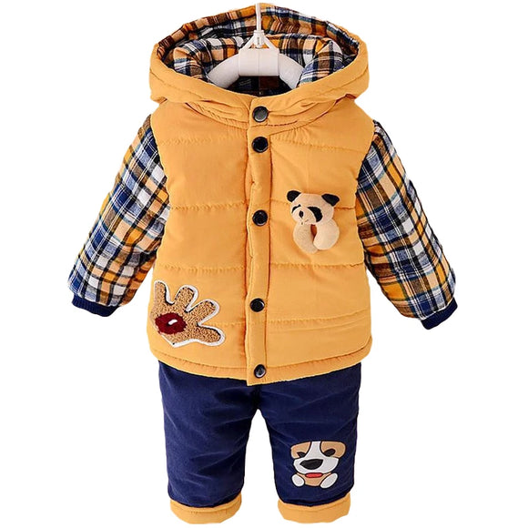 Baby boys winter suit set warm down jacket+pants long sleeve coat