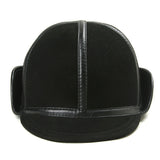 Winter Men's Soft Leather Short Brim Warm Bomber Hat