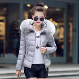 Fur Collar Hooded Cotton Padded Winter Jacket Women