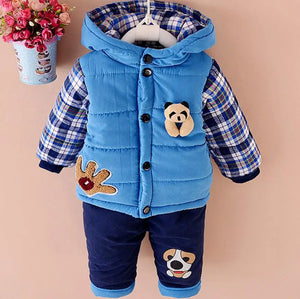 Baby boys winter suit set warm down jacket+pants long sleeve coat