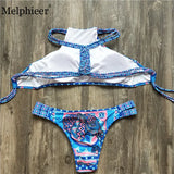 Melphieer High Neck Tank Crop Top Bikini Crochet Bikinis Set Swimwear Women Swimsuit Female Beachwear 2019 Monokini Bathing Suit
