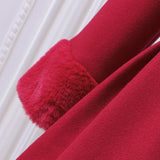 Young Girls' Red Fleece Coat Set And Beret