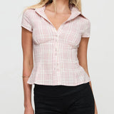 Short Sleeve Plaid Button Down Shirt