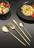 4Pcs Golden Cutlery Set Stainless Steel Knife Fork Spoon Tableware