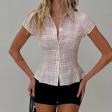 Short Sleeve Plaid Button Down Shirt