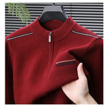 Winter men's thick warm zipper semi high neck sweater