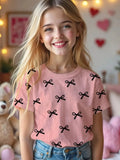 t Girl Short Sleeve Top Cartoon Bow
