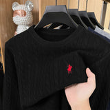 Autumn and Winter Round Neck Embroidered Knitted Sweater