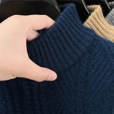 Thickened Men's Woolen Sweater with Half-high Collar and Zipper