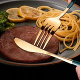 4Pcs Golden Cutlery Set Stainless Steel Knife Fork Spoon Tableware