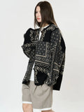 Design Contrast Color Knit Sweater For Women