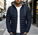 Men Fashion Quilted Padded Jacket Hooded