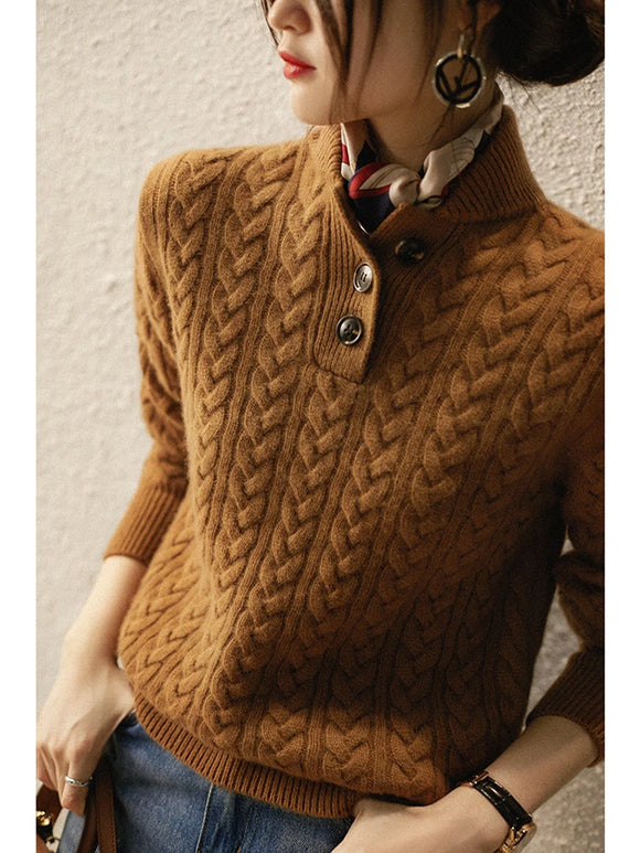 Knitted Sweater, Stand-up Collar
