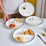 Ceramic Plate Cartoon Fat-reducing Sub-plate, Sub-plate, Household Dish Plate, Three-plate Breakfast Plate, Tableware Gift Set