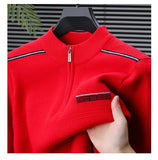 Winter men's thick warm zipper semi high neck sweater
