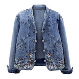 Women Jeans Jacket Butterfly Embroidery