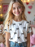t Girl Short Sleeve Top Cartoon Bow