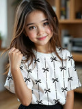 t Girl Short Sleeve Top Cartoon Bow