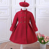 Young Girls' Red Fleece Coat Set And Beret