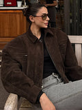 Winter Suede Bomber Jackets For Women