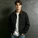 Men's Retro Contrast  Collar Zip Jacket