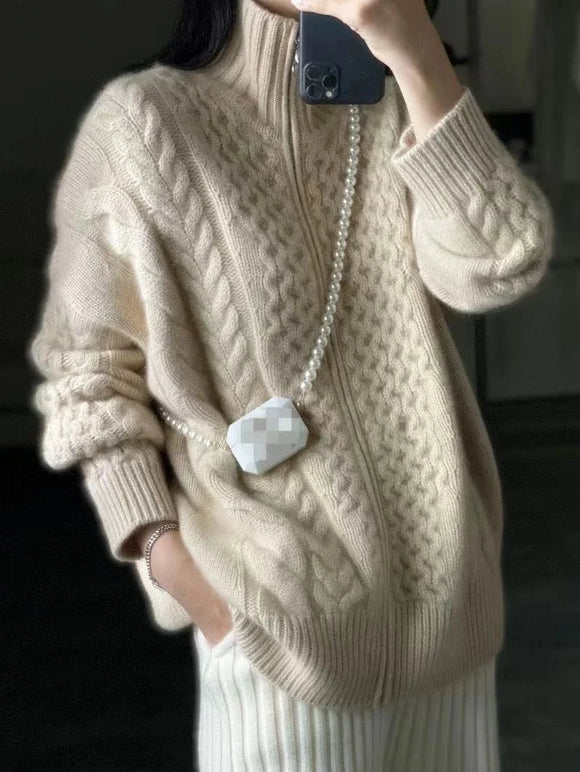 Thick Turtleneck  Knitted Cardigan Women's